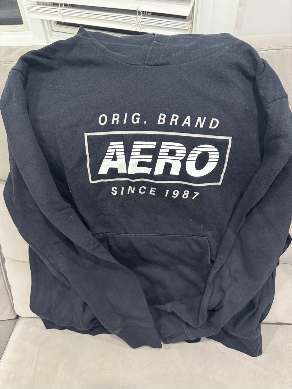 Aeropostale Black Crewneck Sweater with White Logo